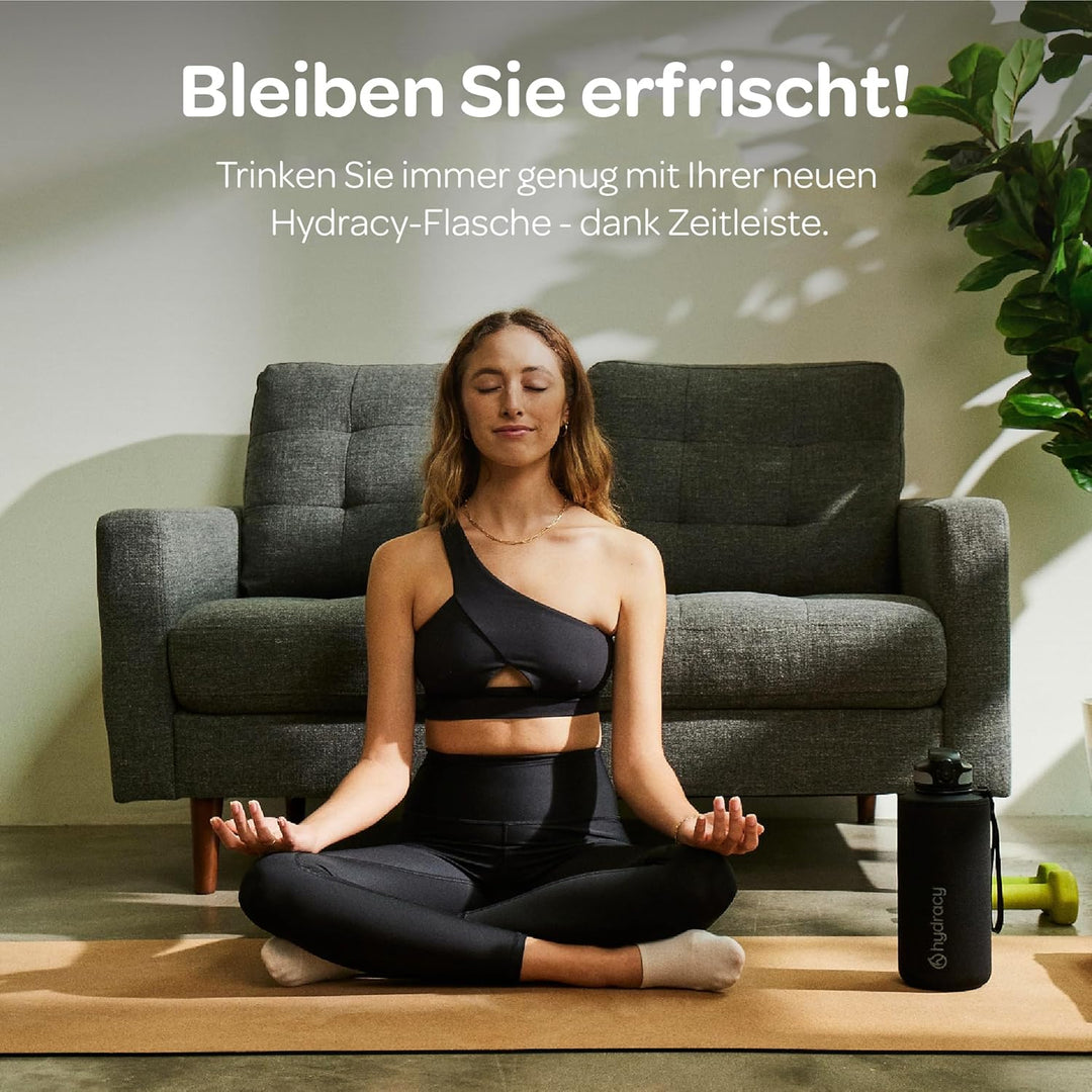 Hydracy Trinkflasche mit Strohhalm und Zeitmarkierung - 2L Wasserflasche - BPA-freie Trinkflasche -