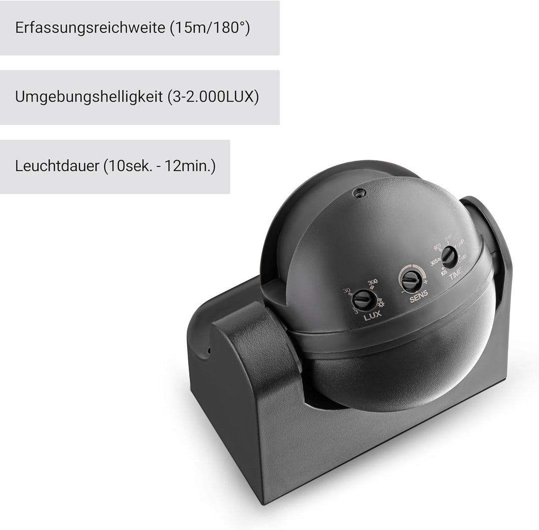SEBSON® Bewegungsmelder Aussen - 2er Set - IP54 Aufputz, LED geeignet, HF Sensor, programmierbar, 15