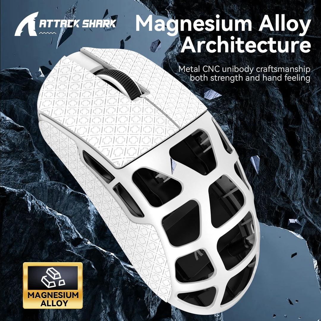 ATTACK SHARK R3 Magnesiumlegierungsmaus, kabellose 8K-Maus, 46 g SUPERLIGHT-Maus, PixArt PAW3395-Gam
