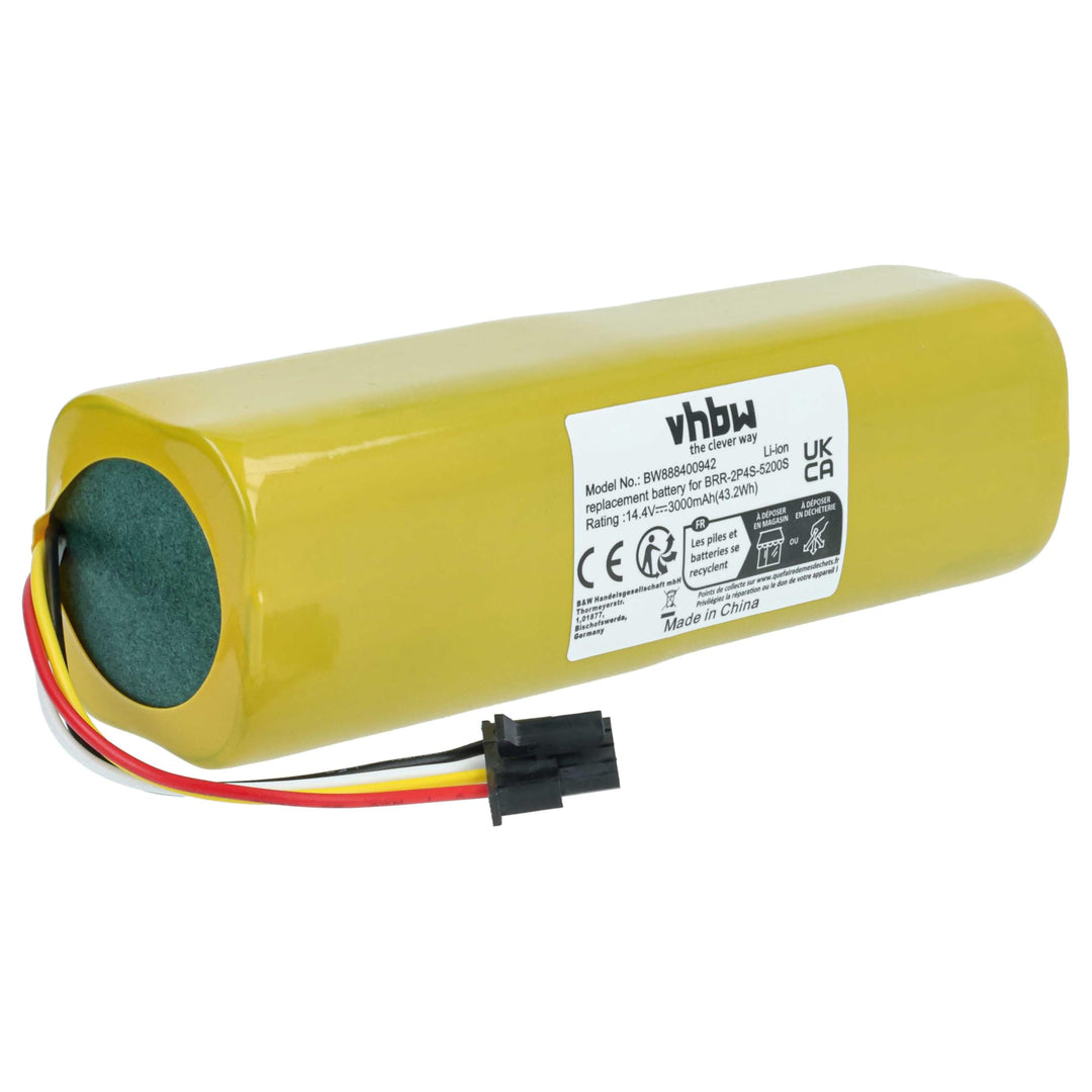 vhbw Akku kompatibel mit Xiaomi Mijia SDJQR02RR, ROBOROCK S50, ROBOROCK S51 Saugroboter (3000 mAh, 1