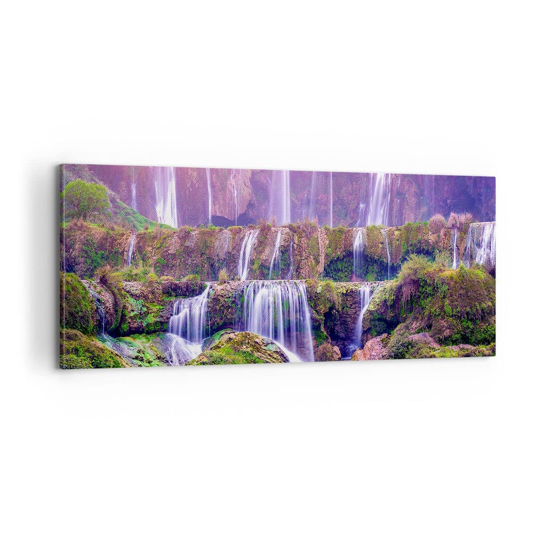 Panorama Bilder auf Leinwand 100x40cm Leinwandbild Wasserfall Natur Gross Wanddeko Bild Schlafzimmer