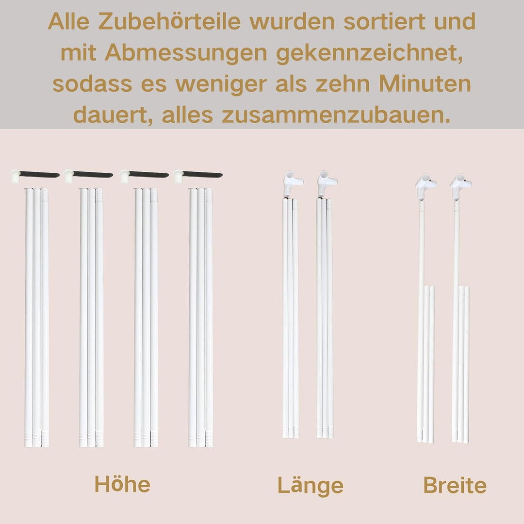 Beyeutao Betthimmel Rahmen 200x200cm Weiss Mückenetz Rahmen Moskitonetz Baldachin Rahmen Bed Canopy