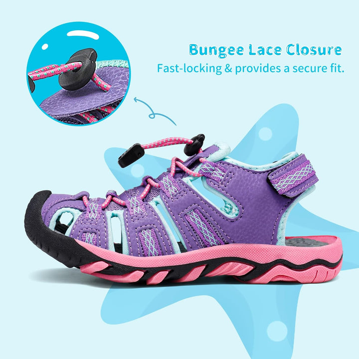 DREAM PAIRS Unisex Kinder 160912-k Sportsandalen 25 EU Lavendel Baby Blau Fuchsia, 25 EU Lavendel Ba