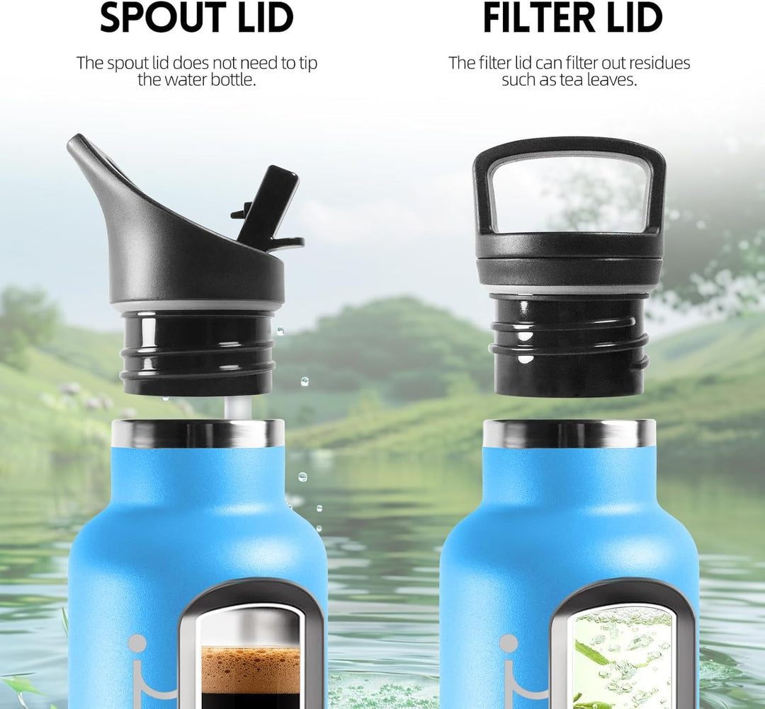 HoneyHolly Trinkflasche 1L, BPA-Frei, Trinkflasche Edelstahl, Thermosflasche, Auslaufsichere Isolier