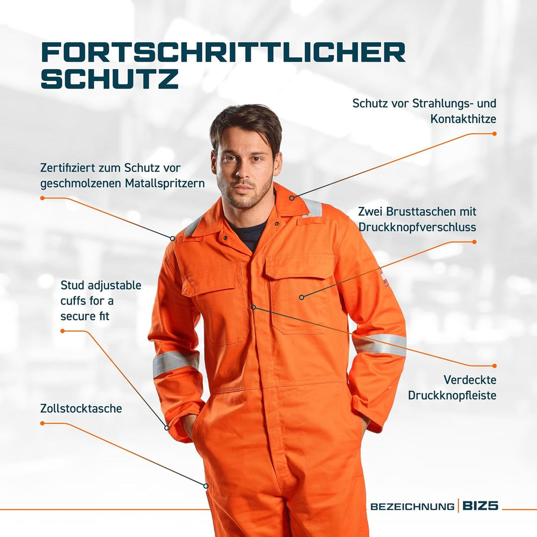 Portwest Bizweld Iona FR Overall, Grösse: XXL, Farbe: Schwarz, BIZ5BKRXXL