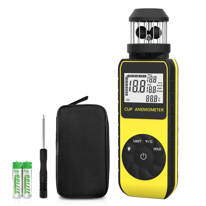 SURLABA Digital Windmesser, XF-881M Cup Anemometer ±4% Hoher Genauigkeit Wind Gauge Misst MAX/AVG Wi