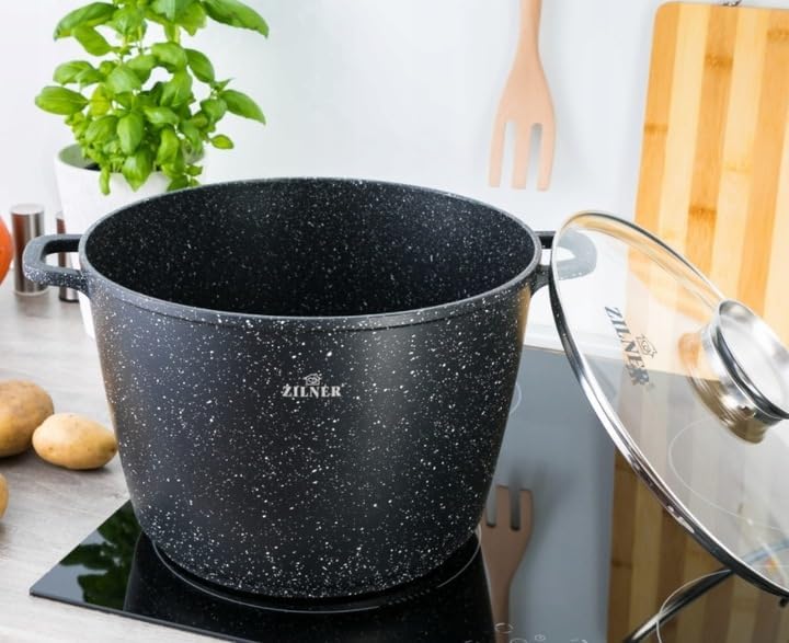 Zilner Set aus zwei grossen marmorierten Töpfen 6,2L/10,2L induktions Töpfe Set,Kochtöpfe, Töpfe Ind
