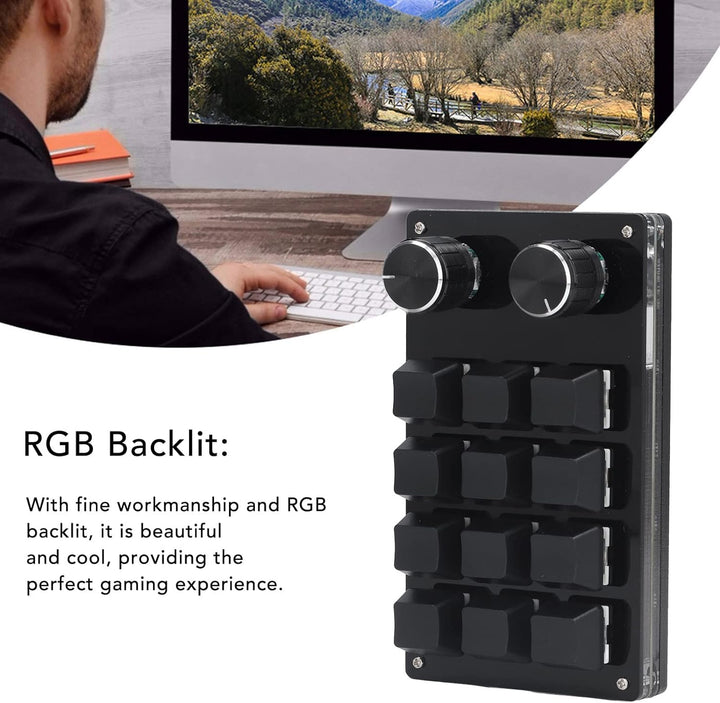 Annadue OSU Keypad 12-Tasten-Gaming-Tastatur, USB--Tastatur mit 12 Tasten, 2 Knöpfen, Mechanische Ga