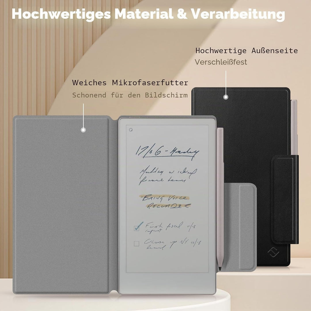Fintie Hülle für Remarkable Paper Pro Move 7.3" 2025 mit Stifthalter, Hochwertiges PU-Material Leich