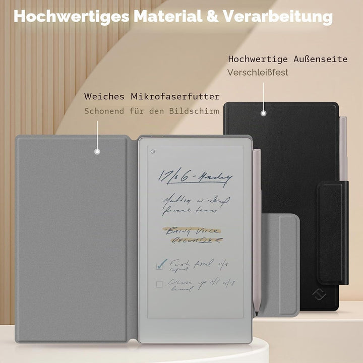 Fintie Hülle für Remarkable Paper Pro Move 7.3" 2025 mit Stifthalter, Hochwertiges PU-Material Leich