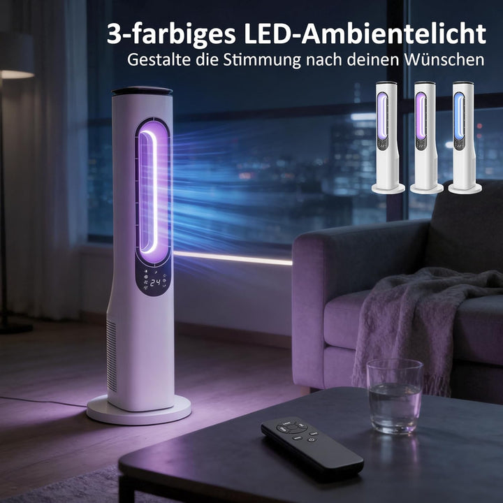 HOMCOM Rotorloser Turmventilator für Schlafzimmer, 35 dB leiser Standventilator mit 50° Oszillation,