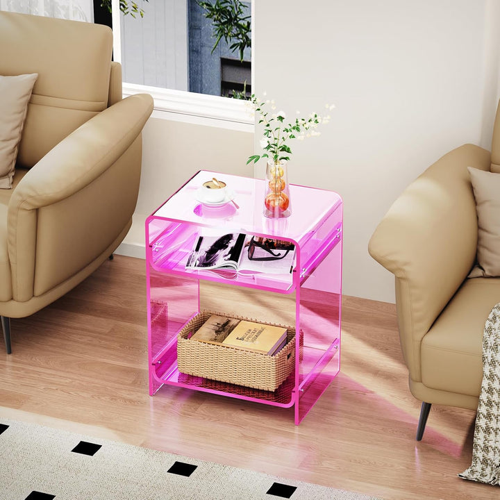 solaround Acryl Beistelltisch, Transparenter Beistelltisch, Nachttisch, 30 x 40 x 50 cm (Rosa), Rosa
