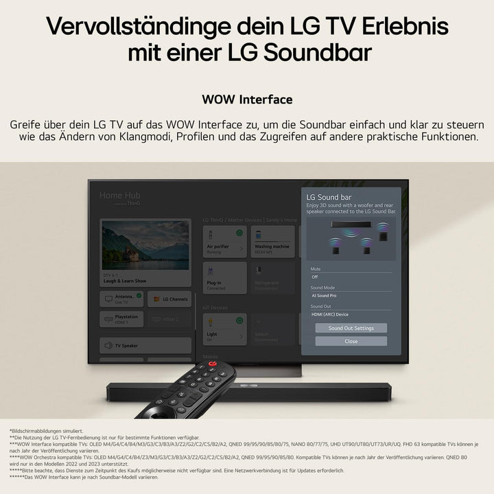 LG DS40T 2.1 Soundbar (300W) mit kabellosem Subwoofer (ARC, HDMI, Optisch, Bluetooth) [2024], Schwar