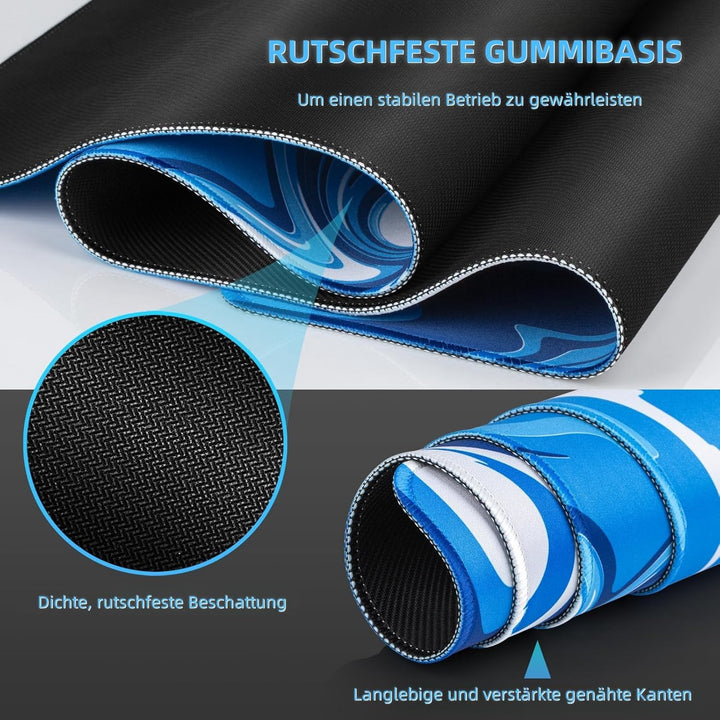 Grosses Gaming-Mauspad XXL 900 x 400 mm Gamer Mouse Pad mit Nähten an den Rändern – unter der Schrei