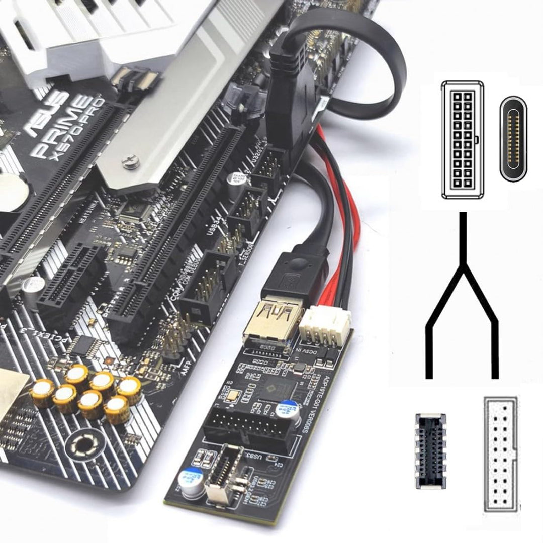 chenyang USB C/USB 3.0 19/20Pin auf USB 3.0 19/20Pin & USB 3.1 Typ E Frontpanel Header Port Multipli