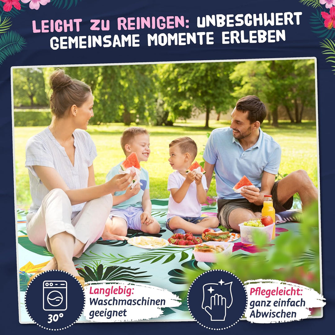 Bobby Beach Picknickdecke wasserdicht | Stranddecke sandfrei Strandmatte gepolstert & extra weich |
