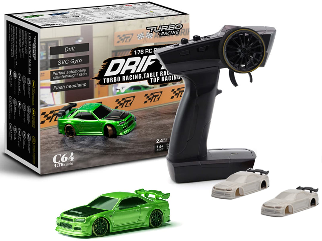 FLYCOLOR Turbo Racing 1:76 Scale Drift RC Car mit Gyro Mini Full Proportional RTR 2.4GHZ Fernsteueru