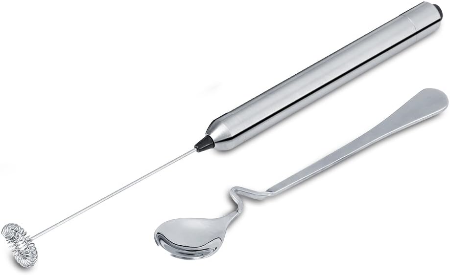 Haofy elektrischer Milchaufschäumer (mit Doppeltem Quirl, Batteriebetriebe) silber