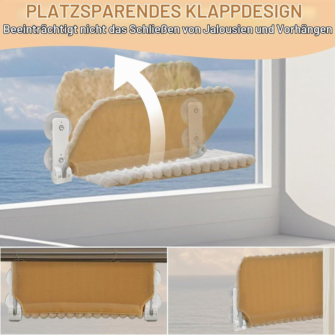 Weiche Katzen Fensterhängematte Sitzstange Faltbar mit Abnehmbarem und Wendbarem Bezug Saugnäpfen Fe