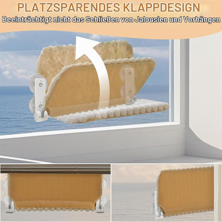 Weiche Katzen Fensterhängematte Sitzstange Faltbar mit Abnehmbarem und Wendbarem Bezug Saugnäpfen Fe