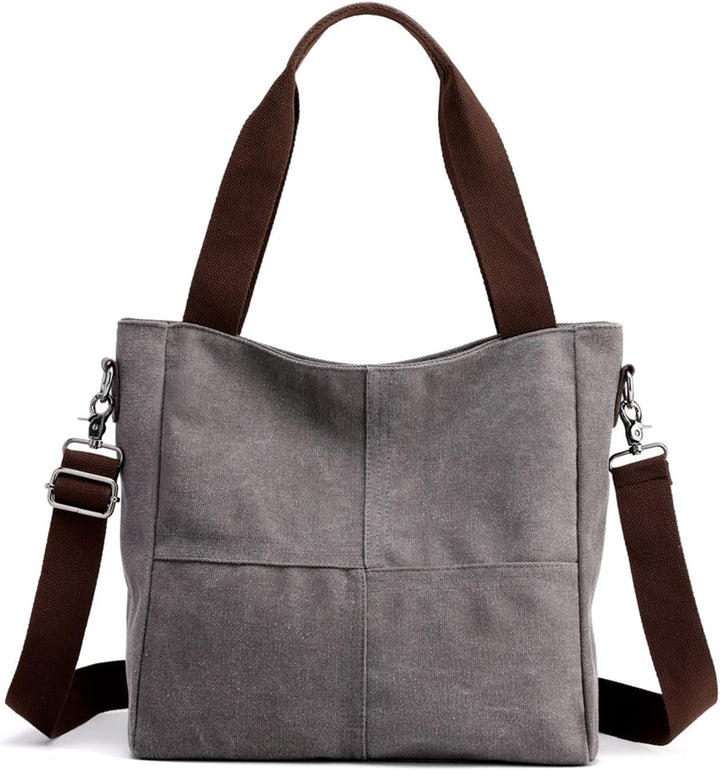 PORRASSO Casual Umhängetasche Damen Canvas Schultertasche Mädchen Handtasche Hobotasche Tote Crossbo