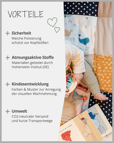 ULLENBOOM® Krabbeldecke für Baby 100x100 cm, Aus 100% OEKO-TEX Materialien, Made in EU, Dick & weich