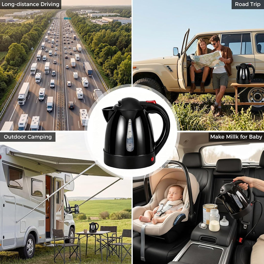 ITEFDTUTNE Wasserkocher Auto, 24v 250w 1L, Camping Wasserkocher mit Zigarettenanzünder-Stecker Autom