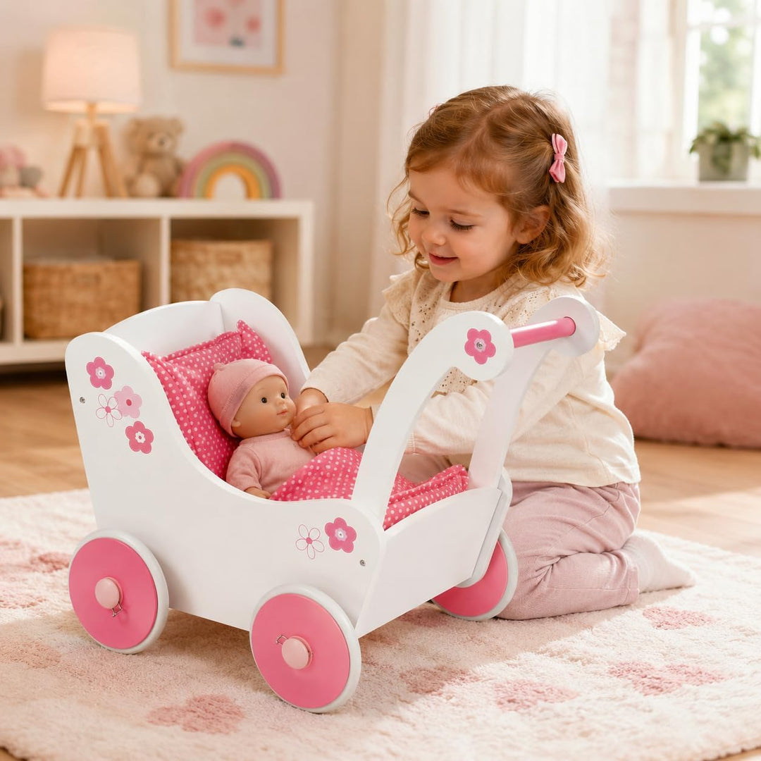 Bayer Chic 2000 425 99 - Holz-Puppenwagen Fiori, 55 x 31 x 45 cm, Fiori