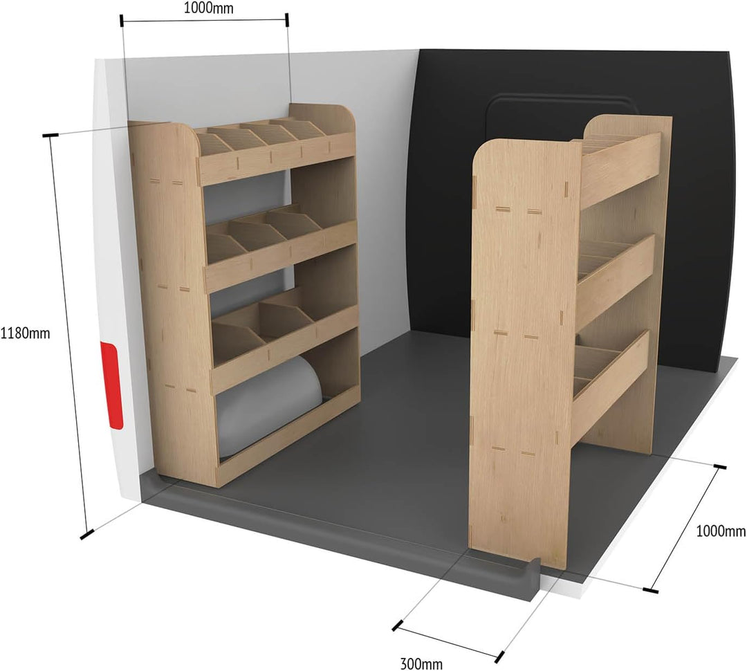 Vanify - Kompatibel mit Ford Transit Custom L1 2012+ Fahrzeugeinrichtung Fahrzeugregale, doppelte Re