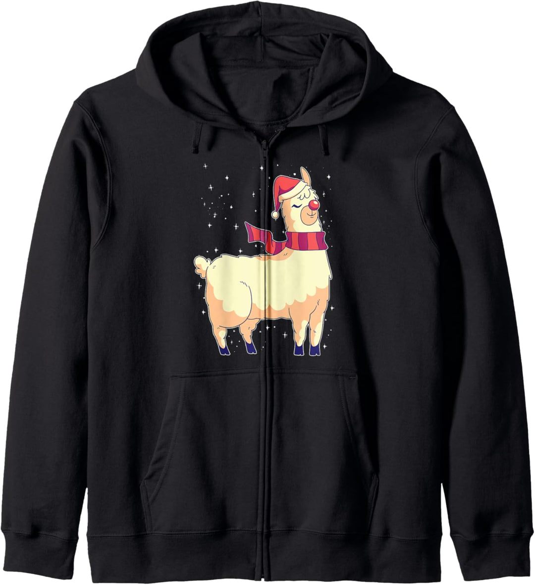 Lustiges und stolzes Weihnachtsalpaka mit Weihnachtsmütze Kapuzenjacke