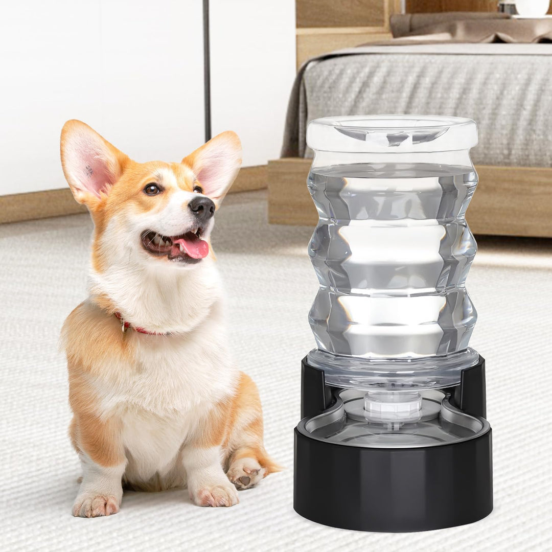 Sfozstra Wassernapfspender für Hunde - 6L Lagre Edelstahl - BPA-frei - Automatischer schwarzer Schwe