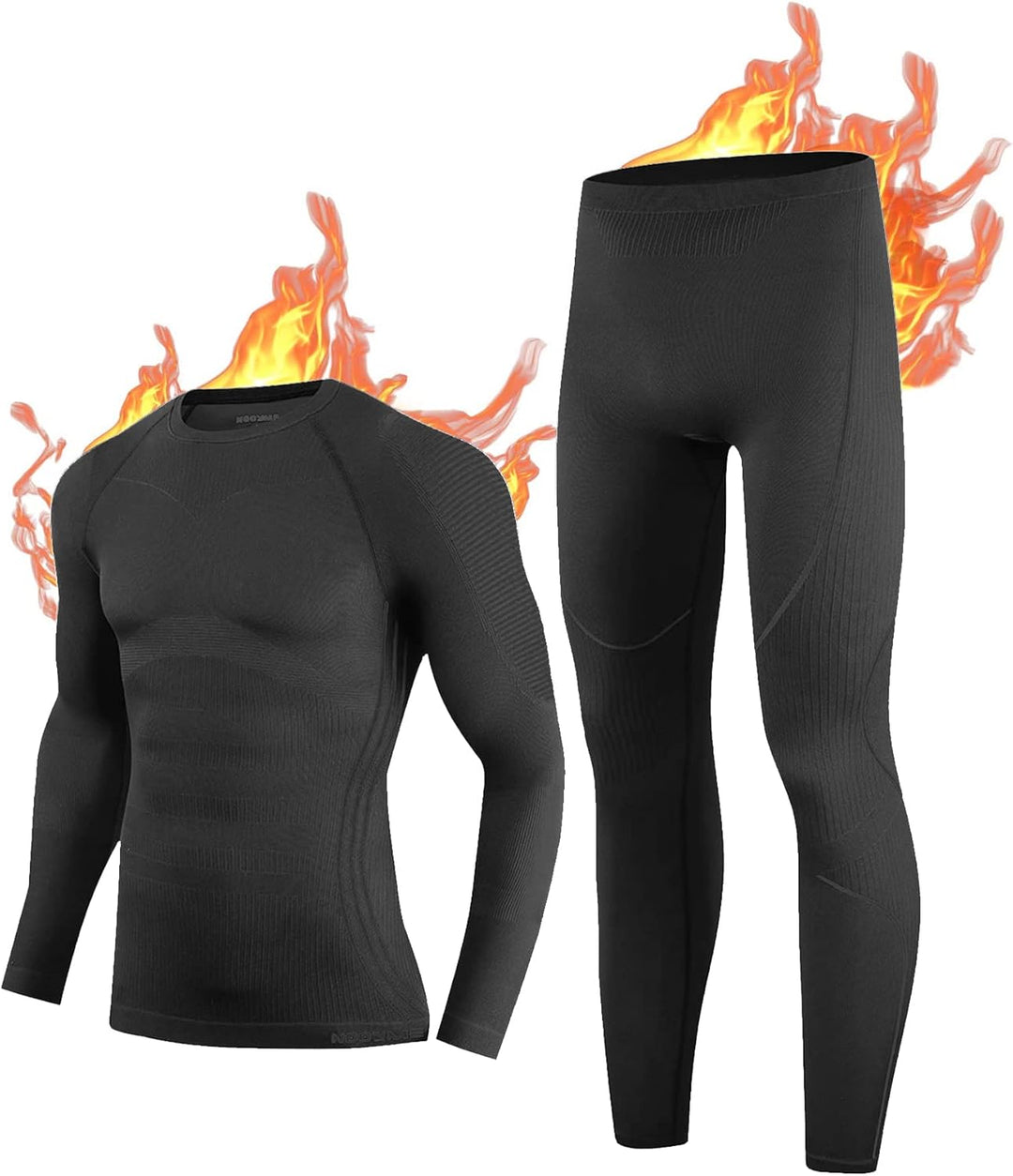 NOOYME Thermounterwäsche Herren Warm Atmungsaktiv Flexibel Skiunterwäsche Weich Thermo Unterwäsche M