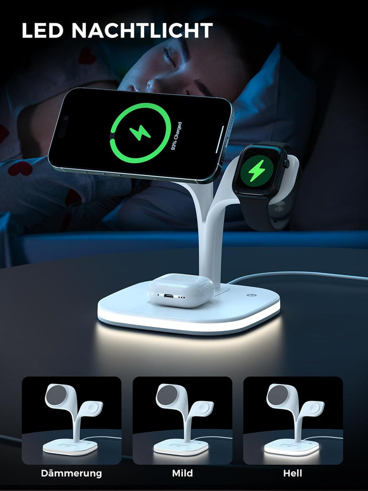 3 in 1 Ladestation für Apple Watch und iPhone mit Magsafe Ladegerät Magnetisch für iPhone 17 Air 16