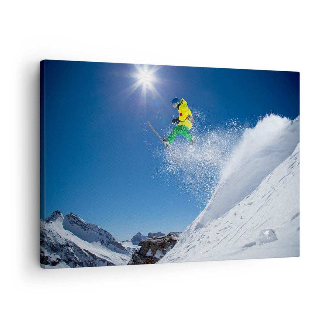 ARTTOR Bilder auf Leinwand Ski Winter Schnee Berg Leinwandbild 70x50cm Wandbilder Dekoration Wohnzim