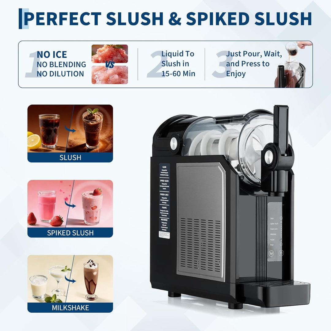 Slush Maschine für Zuhause 2,5L, 5-in-1 Eismaschine für Slushies, Cocktails, Milchshakes, Frappé & F