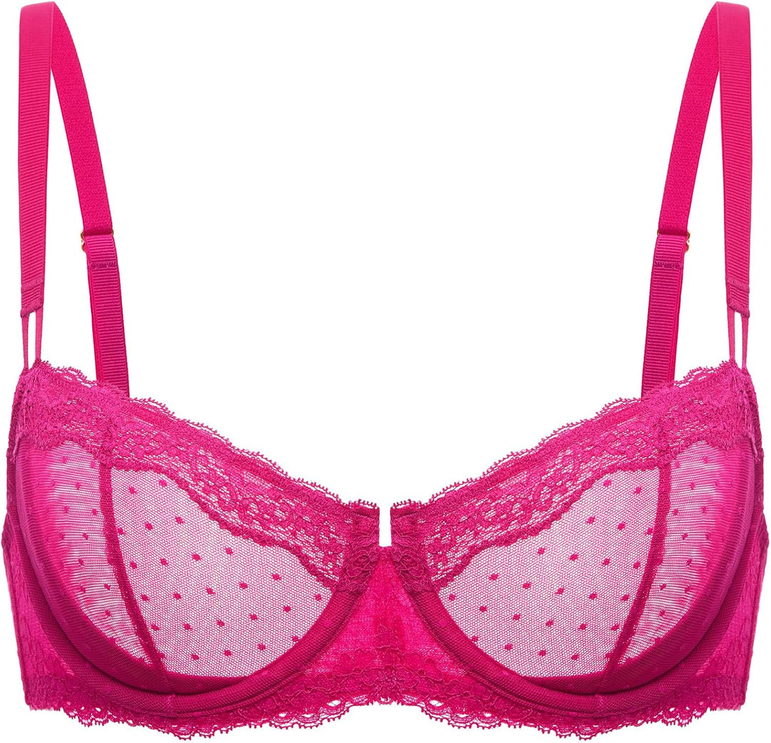 DOBREVA Balconette BH Damen mit Bügel Push Up Dirndl Spitze BHS Sexy Grosse Grössen Ungefüttert 70F