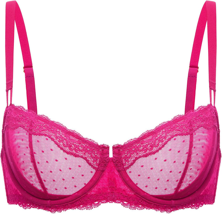 DOBREVA Balconette BH Damen mit Bügel Push Up Dirndl Spitze BHS Sexy Grosse Grössen Ungefüttert 70F