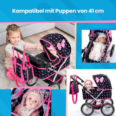 Kinderplay Puppenwagen ab 2 Jahre, Kinderwagen Puppen - Leichte und Stabile Konstruktion, Kinderpupp