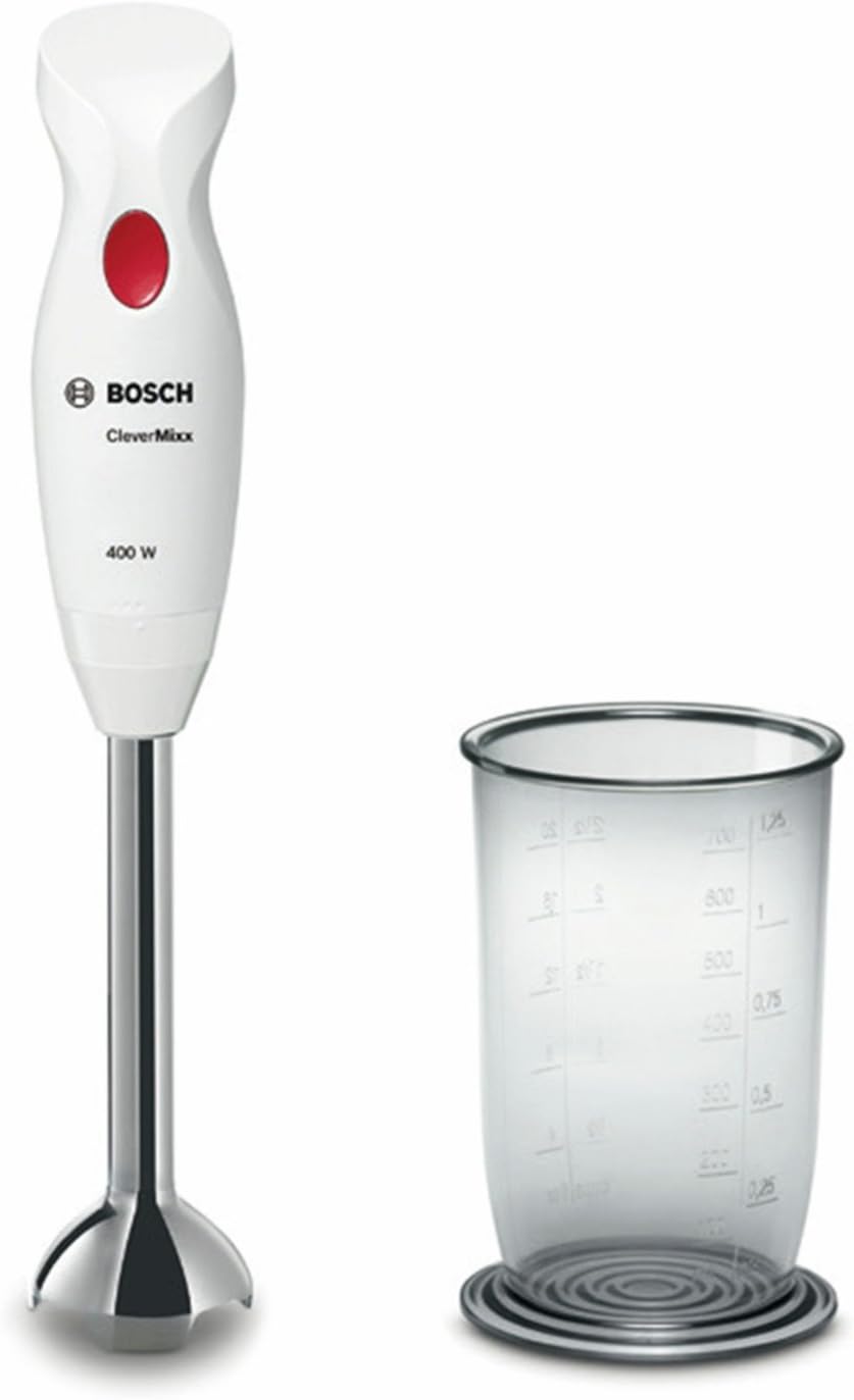 Bosch Stabmixer CleverMixx MSM24100, 400 W, Mixfuss Edelstahl, Mix-/Messbecher, 4 Klingen, weiss, MS