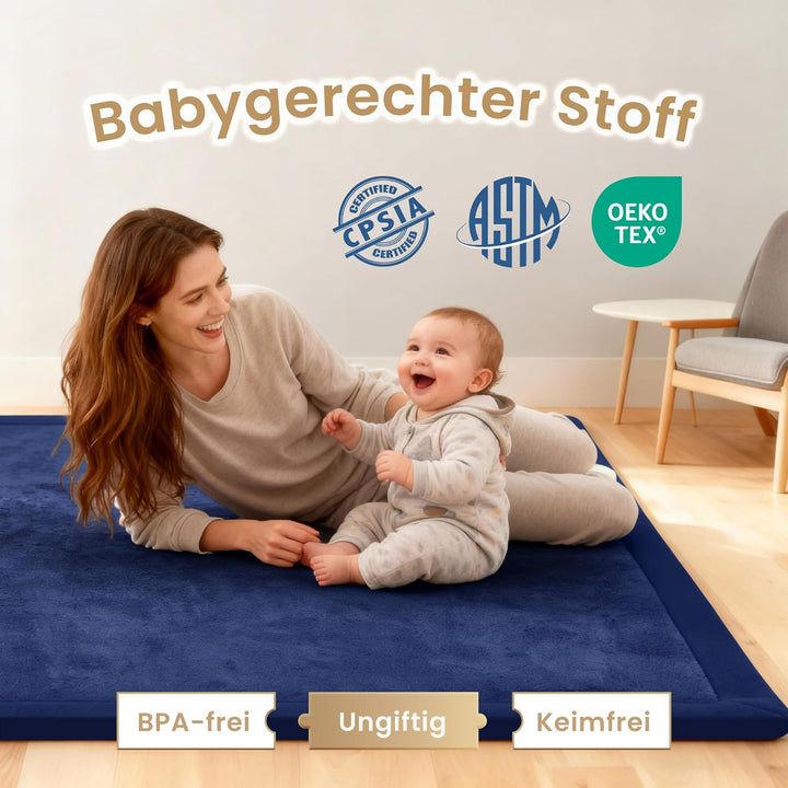 ACOMOPACK Baby Krabbelmatte 127x127x3.5cm Dicke Spielmatte mit Schaumfüllung Rutschfester Unterseite