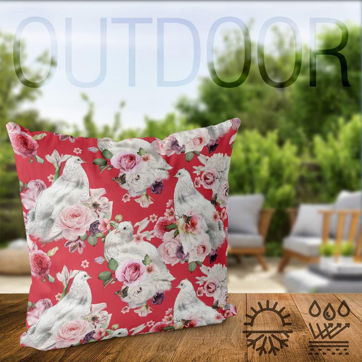 VOID Tauben Rosen Romantik Kissenbezug Kissenhülle Sofakissen Kissen Deko Outdoor-Kissen Dekokissen,