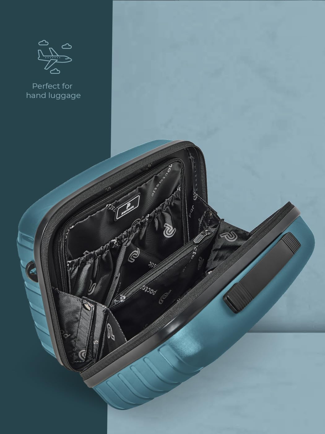 Pactastic Hartschalen Handgepäck Kosmetik-Koffer | Stabiles Beauty-Case mit Aufsteckfunktion | 34 x