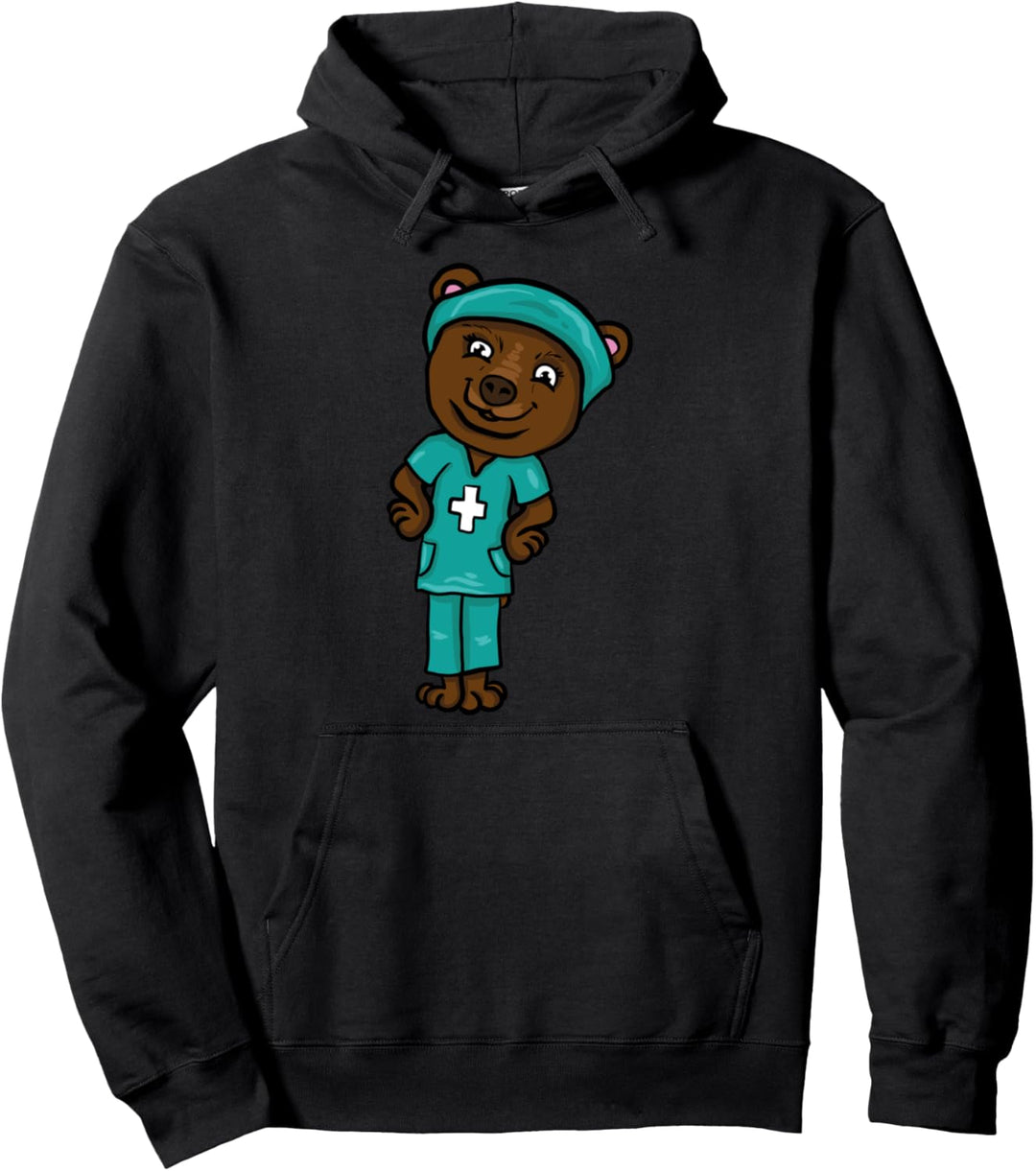 Lustige Krankenschwester Bär Illustration Krankenpflege Pullover Hoodie