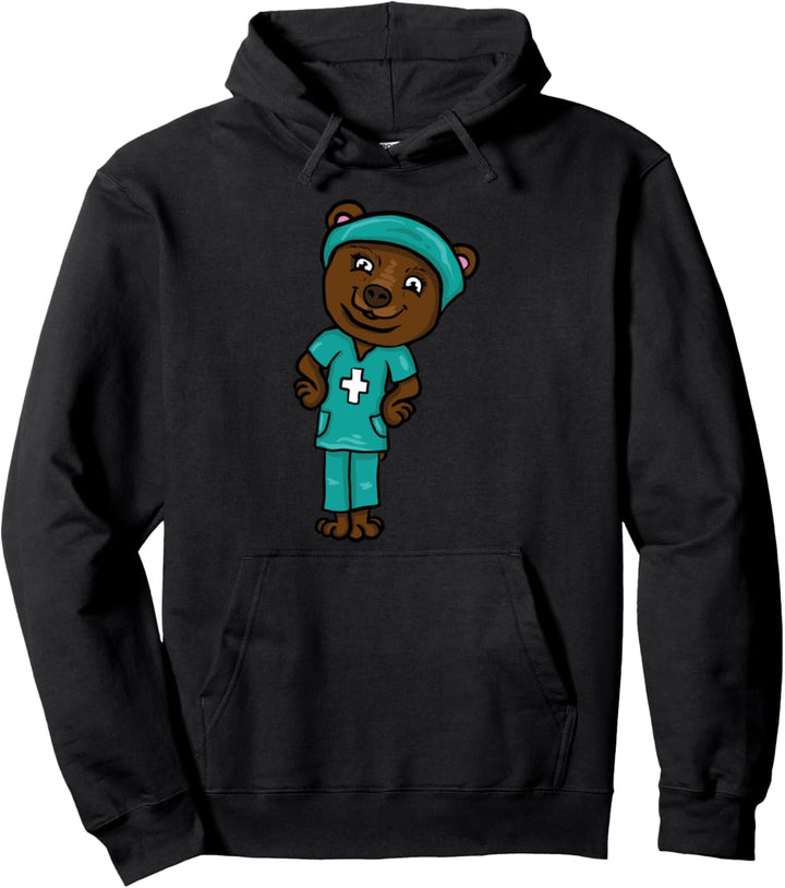 Lustige Krankenschwester Bär Illustration Krankenpflege Pullover Hoodie