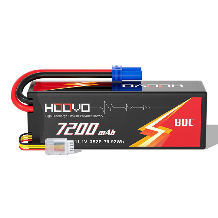 HOOVO 11.1V Lipo Akku 3S 7200mAh 80C Hard Case Akku mit EC5 Anschlussstecker für RC 1/8 1/10 Scale F