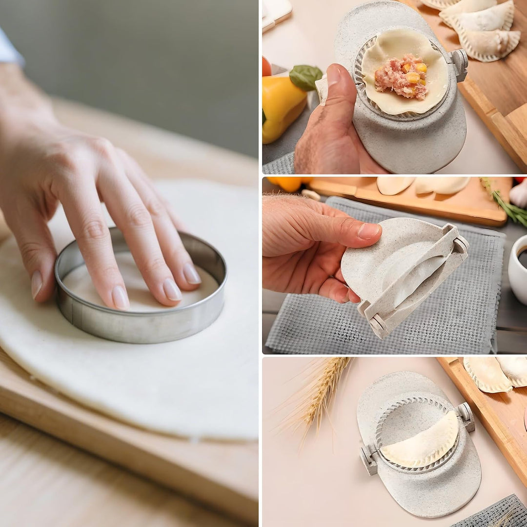 Dumpling Maker & Empanadas Maker Set - 3 Grössen Ravioli Former + Dough Cutter + Edelstahl Fülllöffe