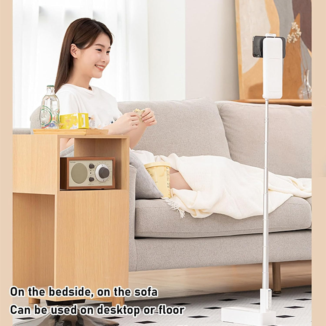 Ausziehbarer Selfie Ständer, mit LED Licht mit 5 Helligkeiten, um 360° Drehbarer, Wiederaufladbarer