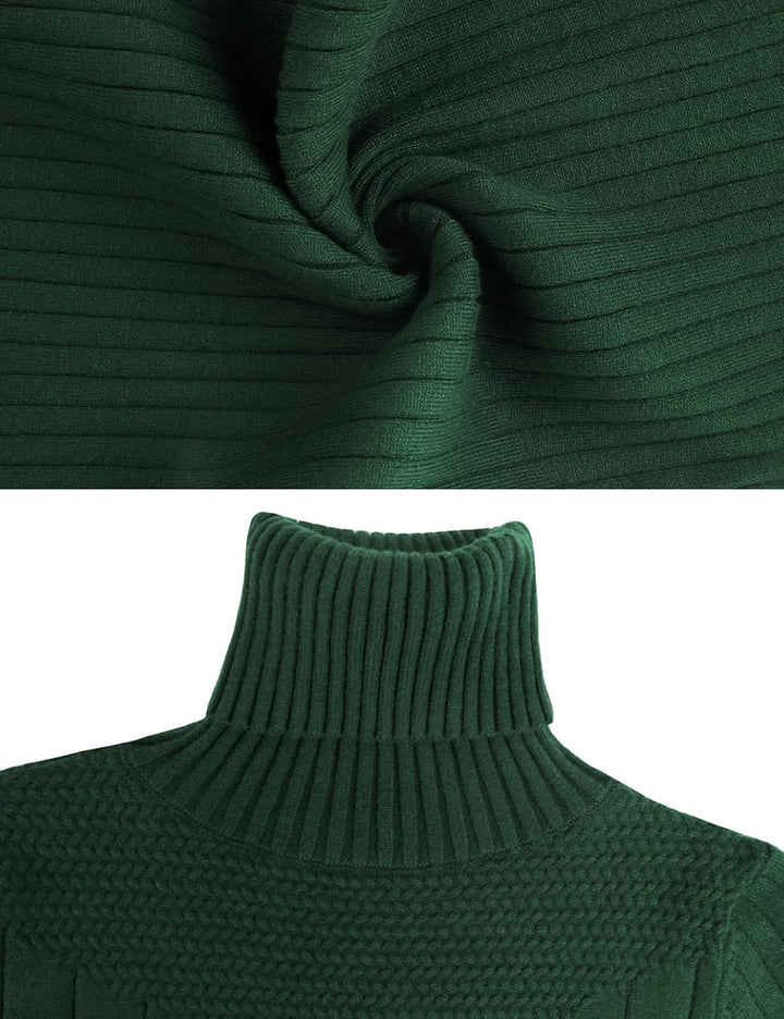 Irevial Damen Strickkleid Rollkragen Pullikleid Langarm Winterkleid Gestrickt Basic Pulloverkleid fü