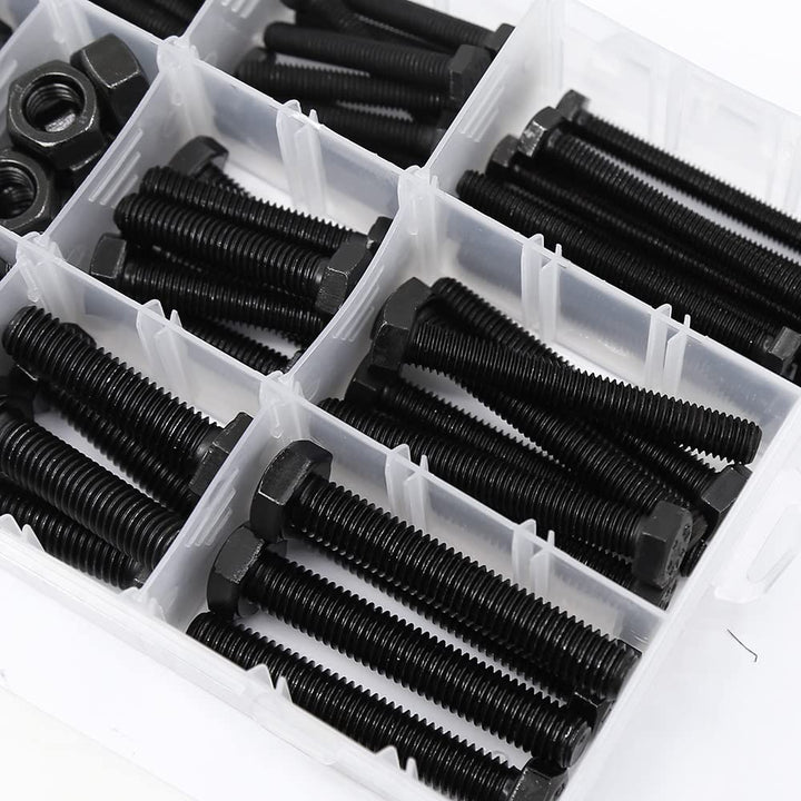 YEEZET 224 Pcs M6 M8 M10 Schrauben Sechskantschrauben Unterlegscheiben Federringe und Muttern Sortim