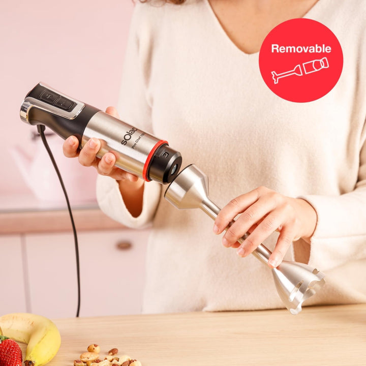 Solac – Handmixer Pro Chef 1501| 1500 W| 4 Edelstahlklingen| Edelstahlstiel| Turbo| Eiszerkleinerer|